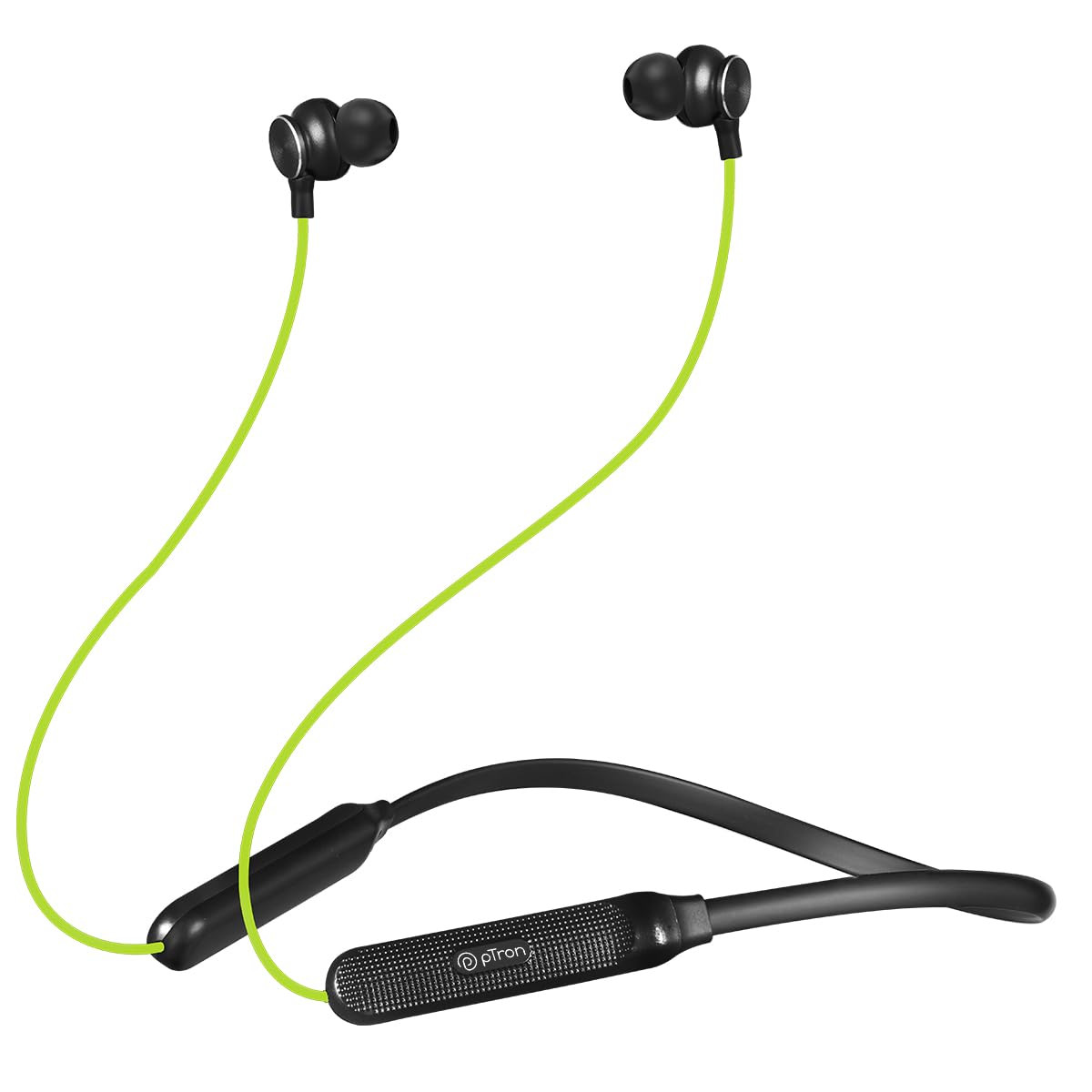 pTron Tangent Duo Bluetooth 52 Wireless in-Ear Headphones 13mm Driver Deep Bass HD Calls Fast Charging Type-C Wireless Neckband Dual PairingVoice Assist  IPX4 Water ResistantNeon GreenBlack
