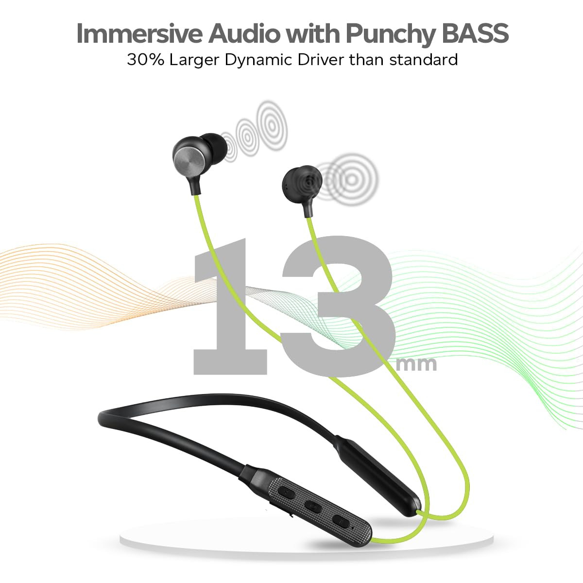 pTron Tangent Duo Bluetooth 52 Wireless in-Ear Headphones 13mm Driver Deep Bass HD Calls Fast Charging Type-C Wireless Neckband Dual PairingVoice Assist  IPX4 Water ResistantNeon GreenBlack