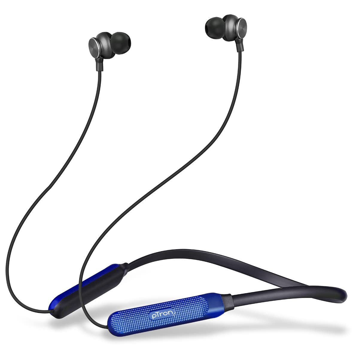pTron Tangent Duo Made in India Bluetooth 52 Wireless in-Ear Headphones with Mic 24Hrs Playback 13mm Drivers Punchy Bass Fast Charging Neckband Voice Assist IPX4  in-line Controls BlackBlue