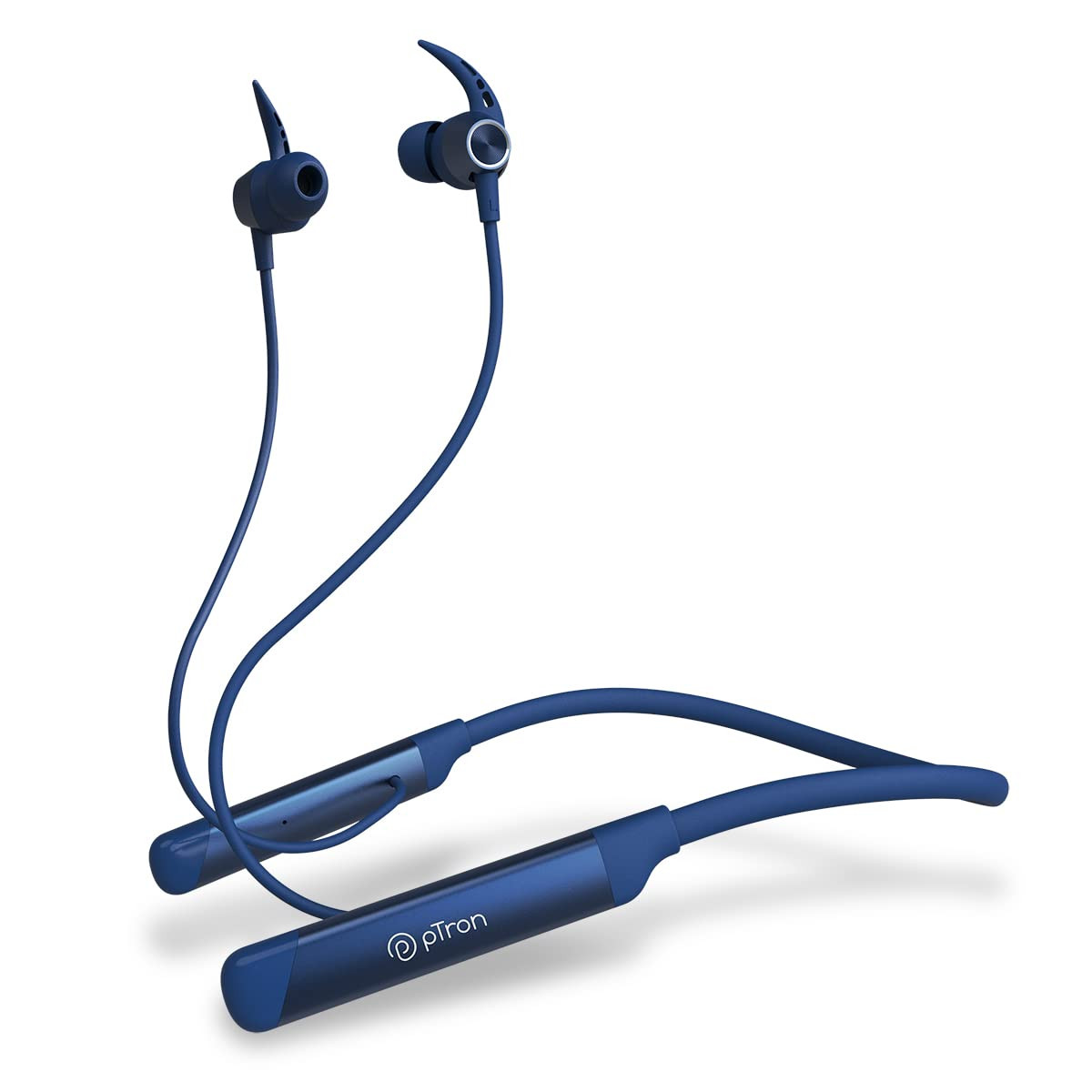 pTron Tangent Sports 60Hrs Playtime ENC BT52 Headphones AptSense 40ms Low Latency Gaming Deep Bass Dual Pairing in-Ear Wireless Earphone HD Mic Type-C Fast Charging  Voice Assist Blue