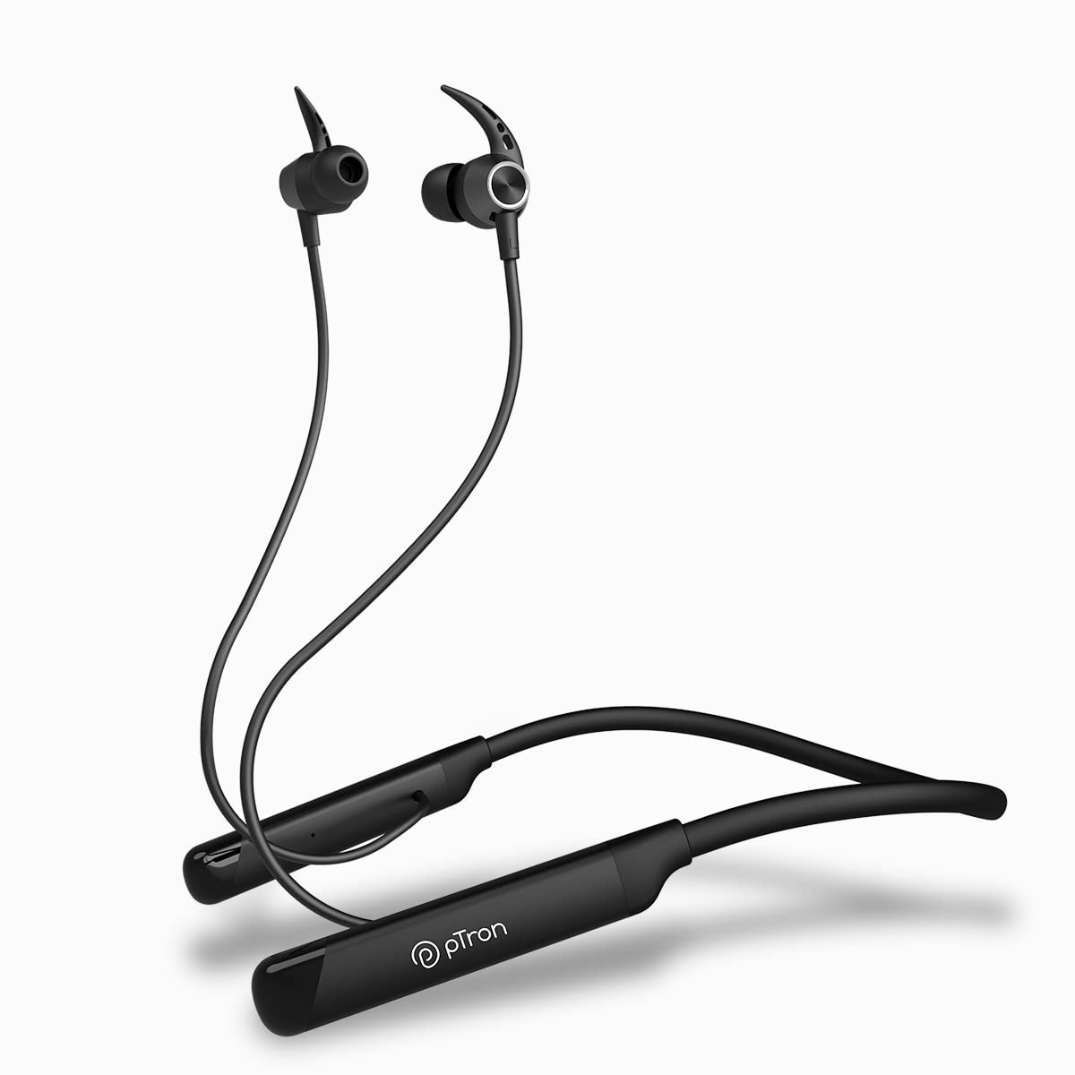pTron Tangent Sports 60Hrs Playtime ENC Calls BT52 Headphone AptSense 40ms Low Latency Gaming HD Mic Dual Device Pairing in-Ear Wireless Earphone Type-C Fast Charging  Voice Assist Black