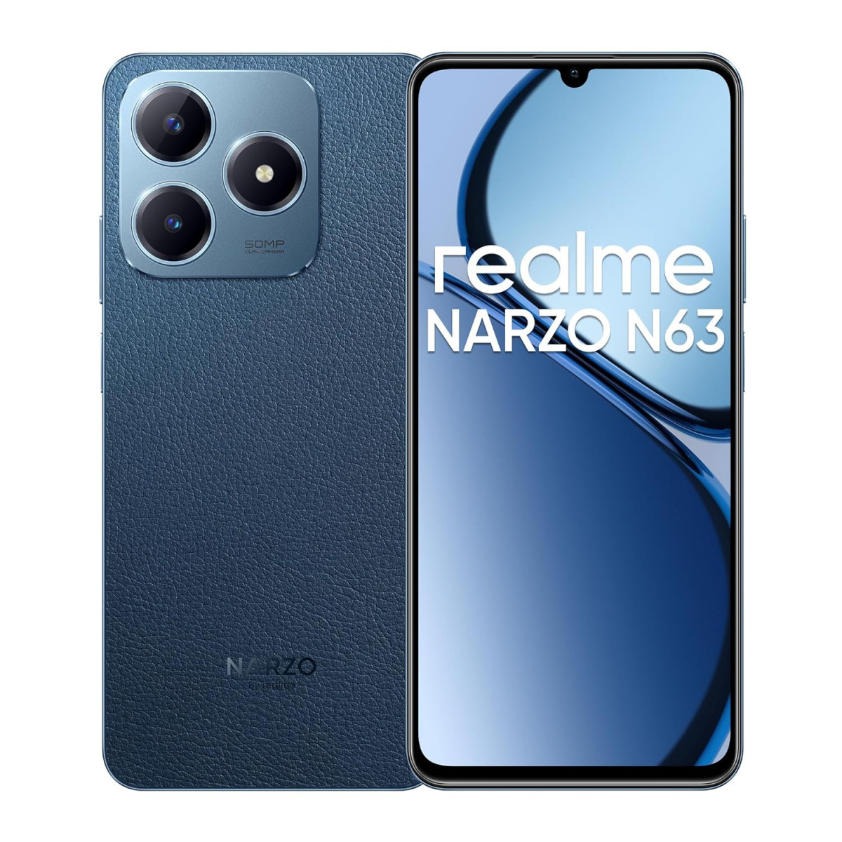 realme NARZO N63 Leather Blue 4GB RAM64GB Storage 45W Fast Charge  5000mAh Durable Battery  774mm Ultra Slim  50MP AI Camera  AI Boost