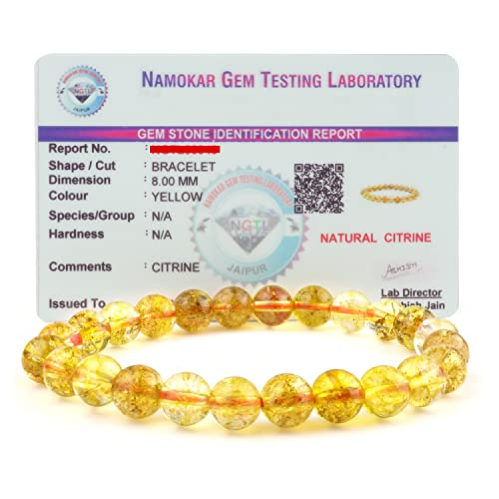 Buy REBUY Citrine Bracelet - Diamond Cut Citrine Stone Bracelet for Men &  Women | 8mm Beads| Yellow Gemstone Jewelry with Lab Certificate at Amazon.in