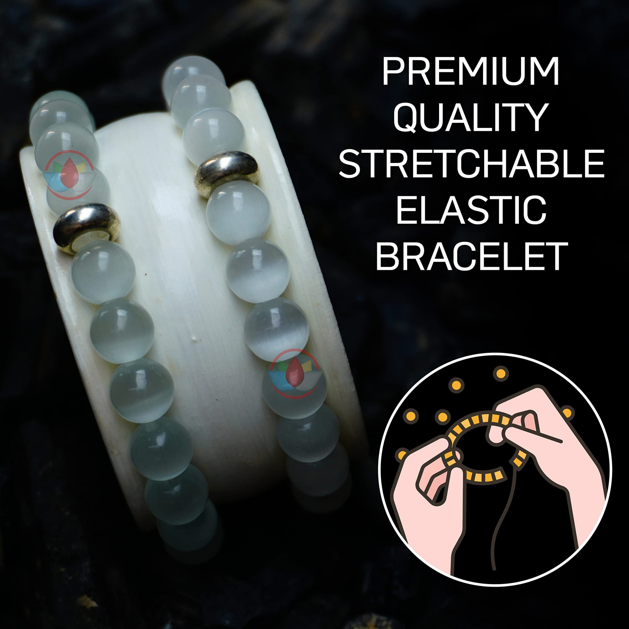 Selenite Stretch Bracelet 8 mm Metaphysical Crystals