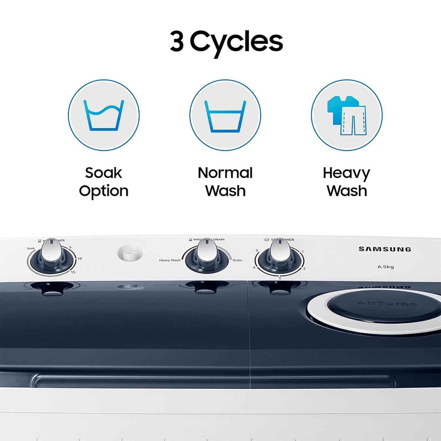 Samsung 65 kg 5 star Semi-Automatic Washing Machine WT65R2200LLTL Air Turbo Drying LIGHT GRAY