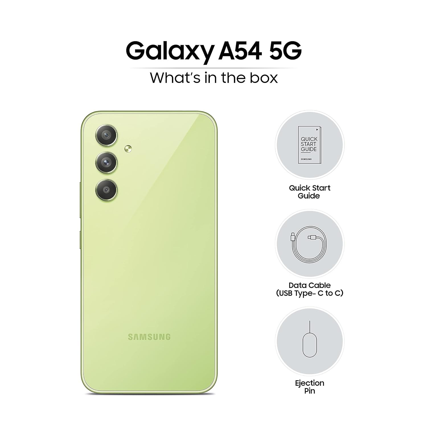 Samsung Galaxy A54 5G Awesome Lime 8GB 256GB Storage  50 MP No Shake Cam OIS  IP67  Gorilla Glass 5  Voice Focus  Without Charger