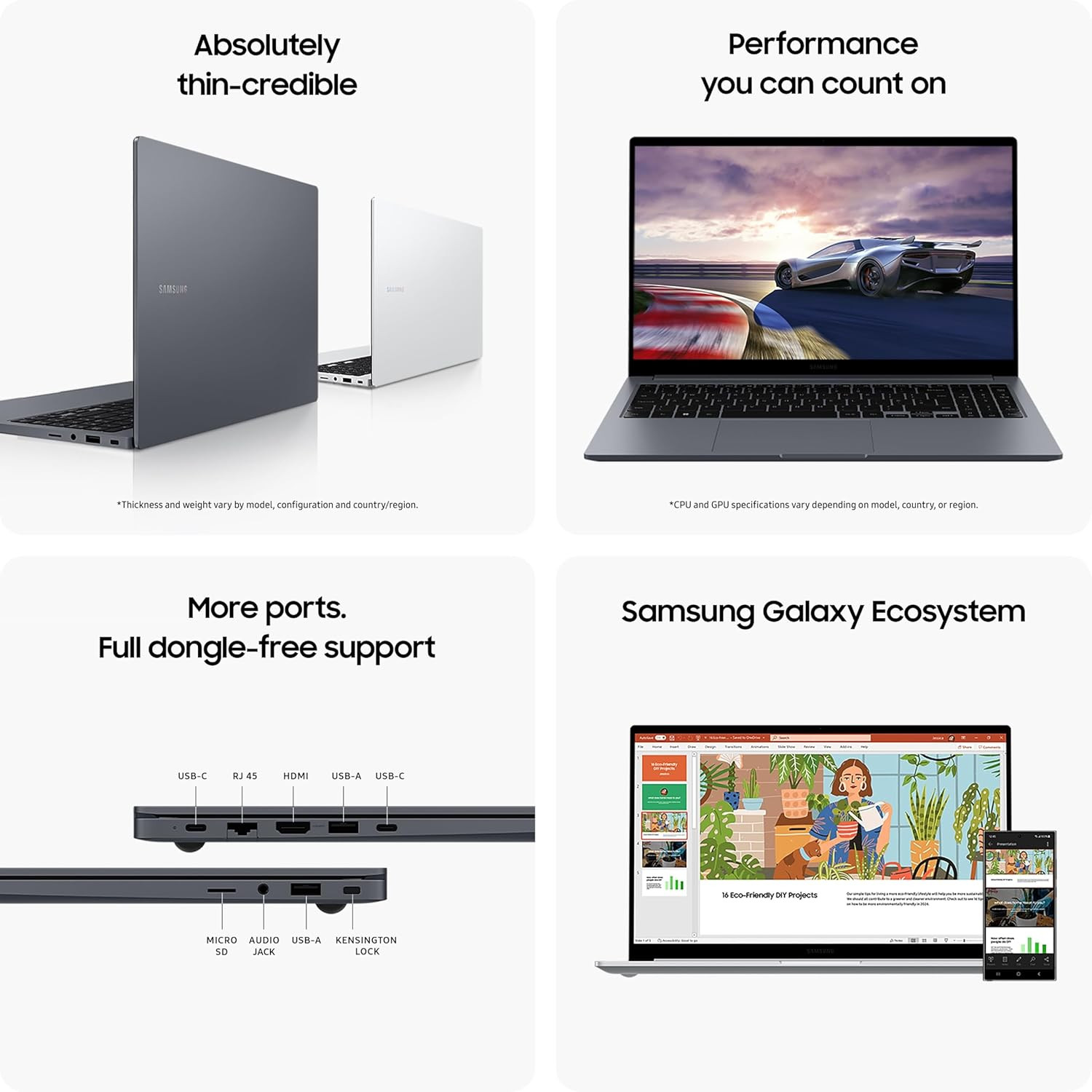 Samsung Galaxy Book4 Silver 16GB RAM 512GB SSD  156 Full HD Screen  Intel Core 5 120U Processor  Windows 11 Home  MS Office 2021  Fingerprint Reader  Intel Iris XE Graphics  RJ45 LAN Port