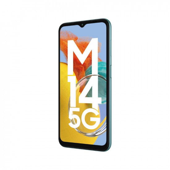 Samsung Galaxy M14 5G Smoky Teal4GB128GB50MP Triple CamSegment039s Only 6000 mAh 5G SP5nm Processor2 Gen OS Upgrade  4 Year Security Update12GB RAM with RAM PlusAndroid 13Without Charger