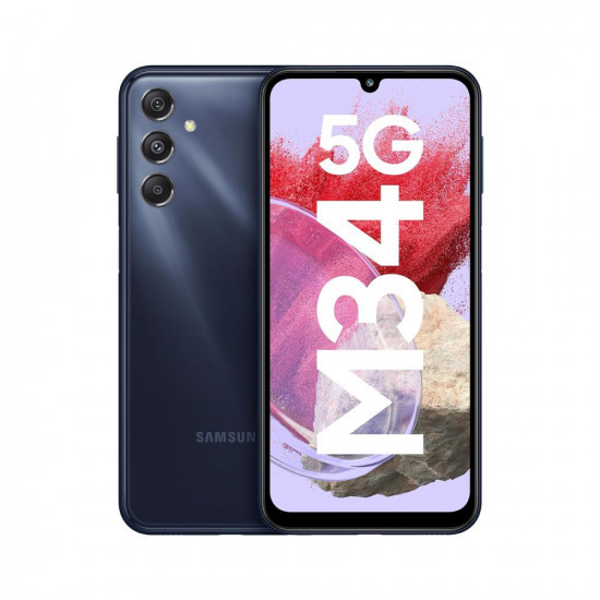 Samsung Galaxy M34 5G Midnight Blue8GB128GB120Hz sAMOLED Display50MP Triple No Shake Cam6000 mAh Battery4 Gen OS Upgrade  5 Year Security Update16GB RAM with RAMAndroid 13Without Charger