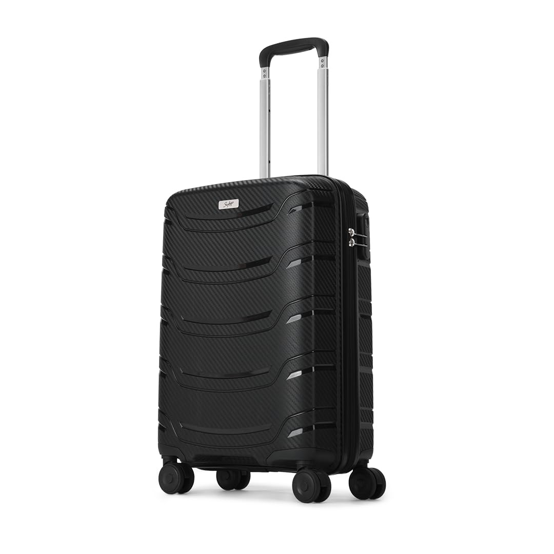 Skybags Curve Cabin Size Hard Luggage 56 cm  Polypropylene Luggage Trolley with 8 Wheels Black  Unisex