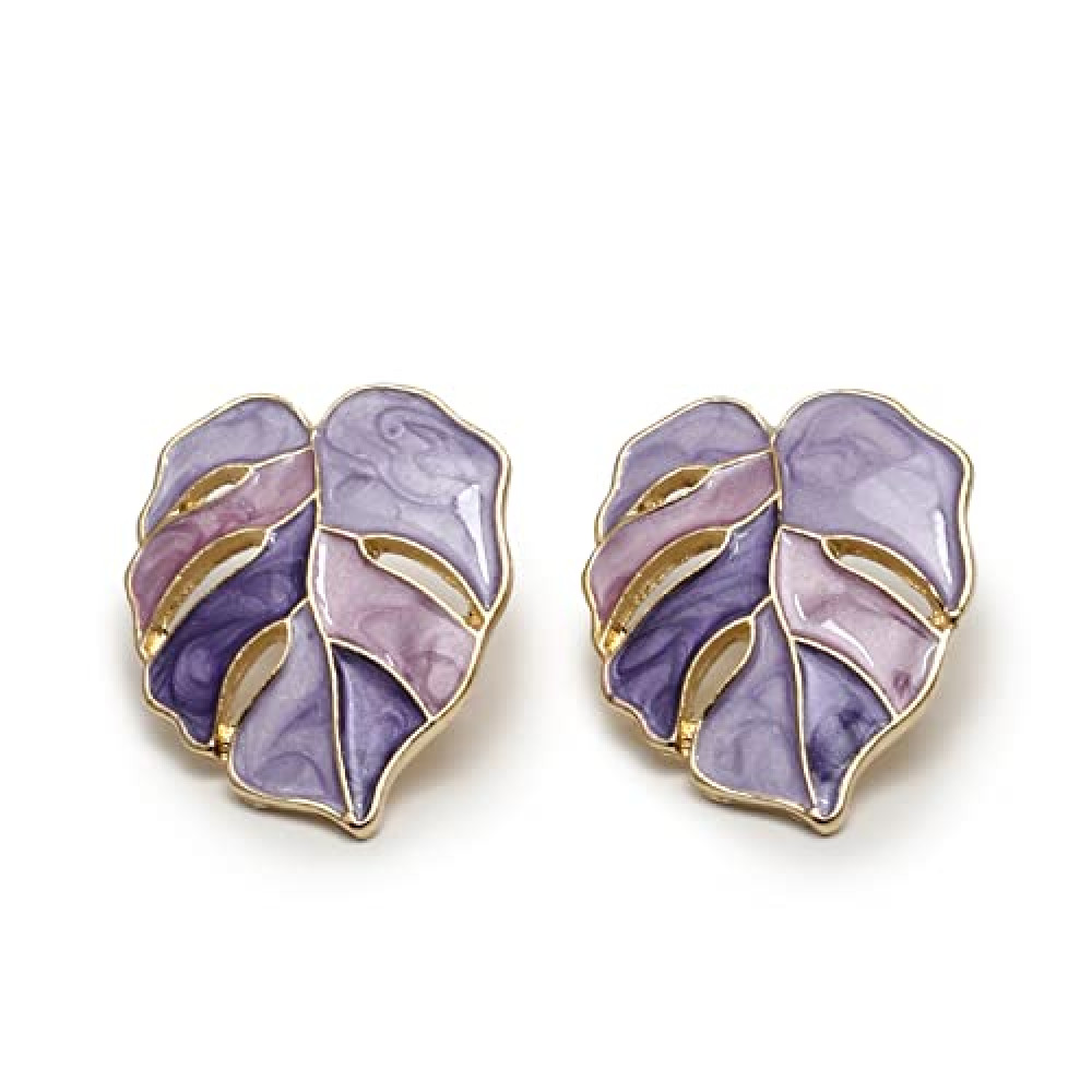 Tranquil Purple Color Brass Gold Plated Fashion Earrings -716588882 |  Heenastyle
