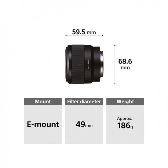 Sony E Mount Fe 50Mm F18 Full-Frame Lens Sel50F18FPrime Lensfor Soft BokehBlack