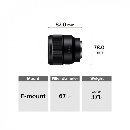 Sony E Mount Fe 85Mm F18 Full-Frame Lens Sel85F18Prime LensPortrait PhotographyBlack