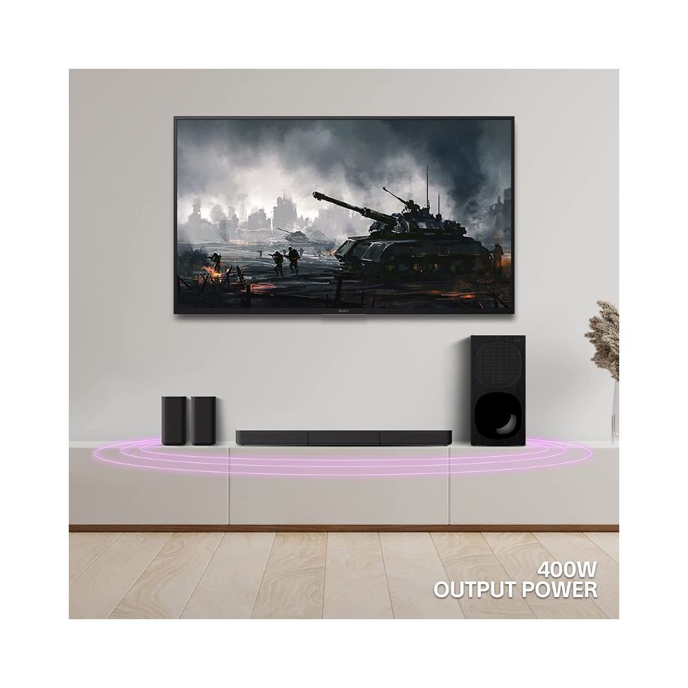 Sony HT-S20R Real 51ch Dolby Digital Soundbar for TV with subwoofer and Compact Rear Speakers 51ch Home Theatre System 400WBluetooth  USB Connectivity HDMI  Optical connectivity