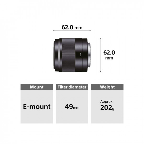 Sony Sel50F18 E Mount Apsc 50 Mm F18 Lens Black