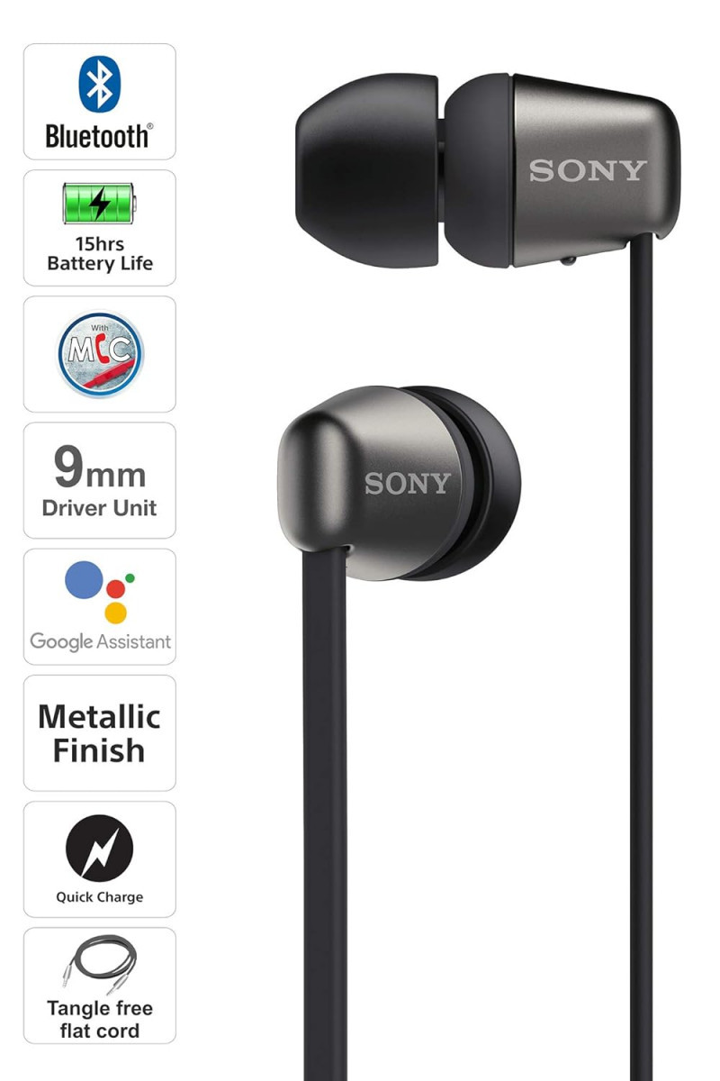 Sony WI-C310 Wireless Headphones with 15 Hrs Battery Life Quick Charge Magnetic Earbuds for Tangle Free Carrying