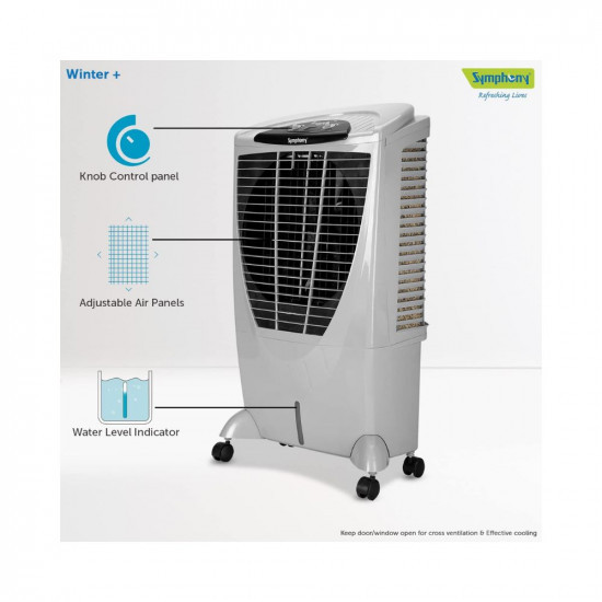 Symphony Winter Powerful Desert Air Cooler 56-litres Air Fan 4-Side Cooling Pads Whisper-Quiet Performance  Low Power Consumption Grey