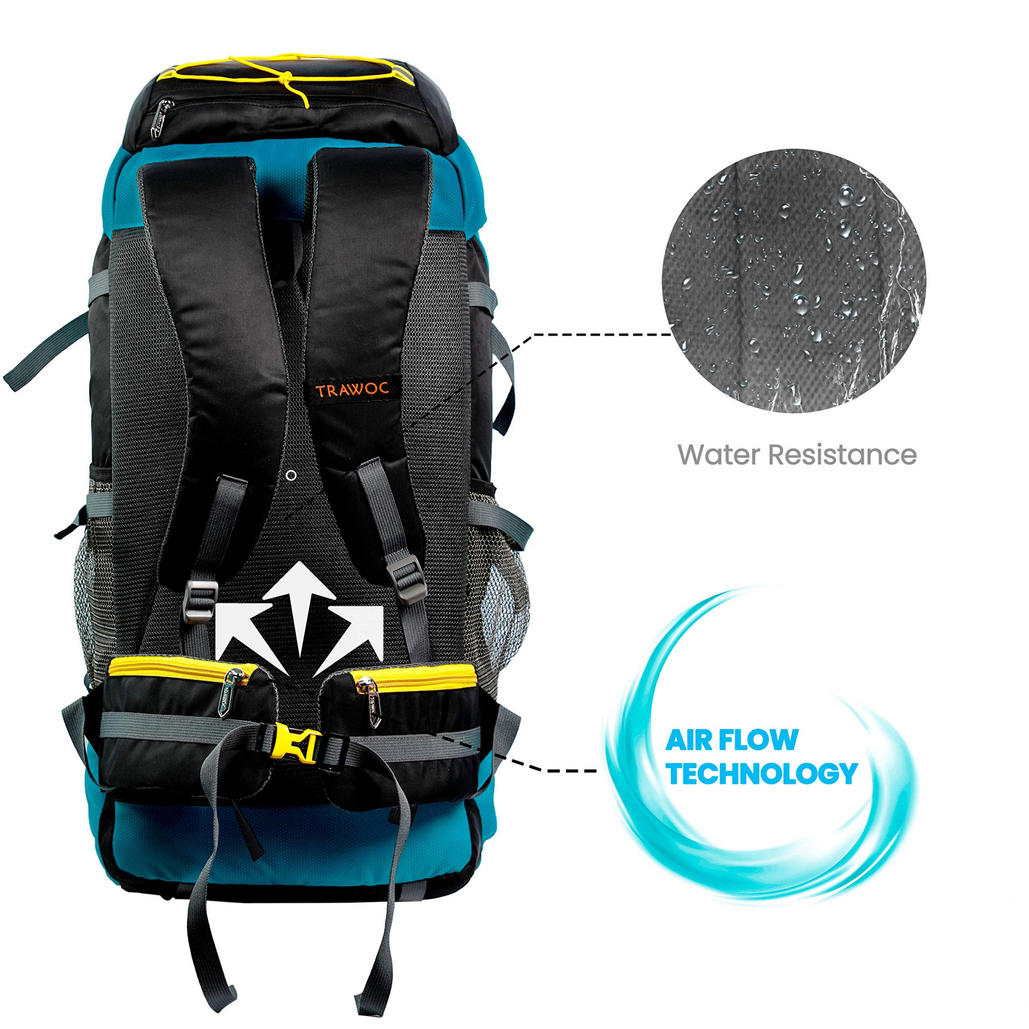 TRAWOC SHK7-black-Trekking Bag Hiking Backpack Travel Rucksack - 55 L BLACK  - Price in India | Flipkart.com