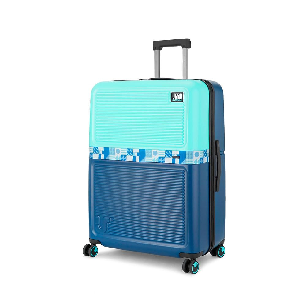 Urban Jungle Premium Trolley Bags for Travel Large Check-in Suitcase 75 cm Hard Luggage with 8 Wheels  TSA Lock for Men and Women Pool Blue