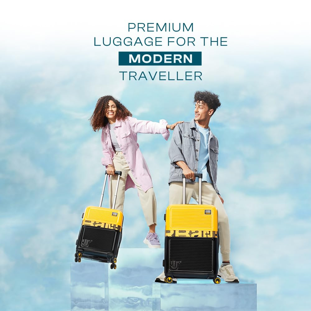 Urban Jungle Premium Trolley Bags for Travel Set of 2 Small  Medium Suitcase 55cm  65cm Cabin and Check-in Luggage with 8 Wheels  TSA Lock Sundaze Yellow