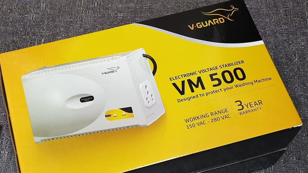 V-Guard VM 500 Voltage Stabilizer I for Washing Machine Microwave Oven Treadmill I Working Range 150V - 280V  Grey