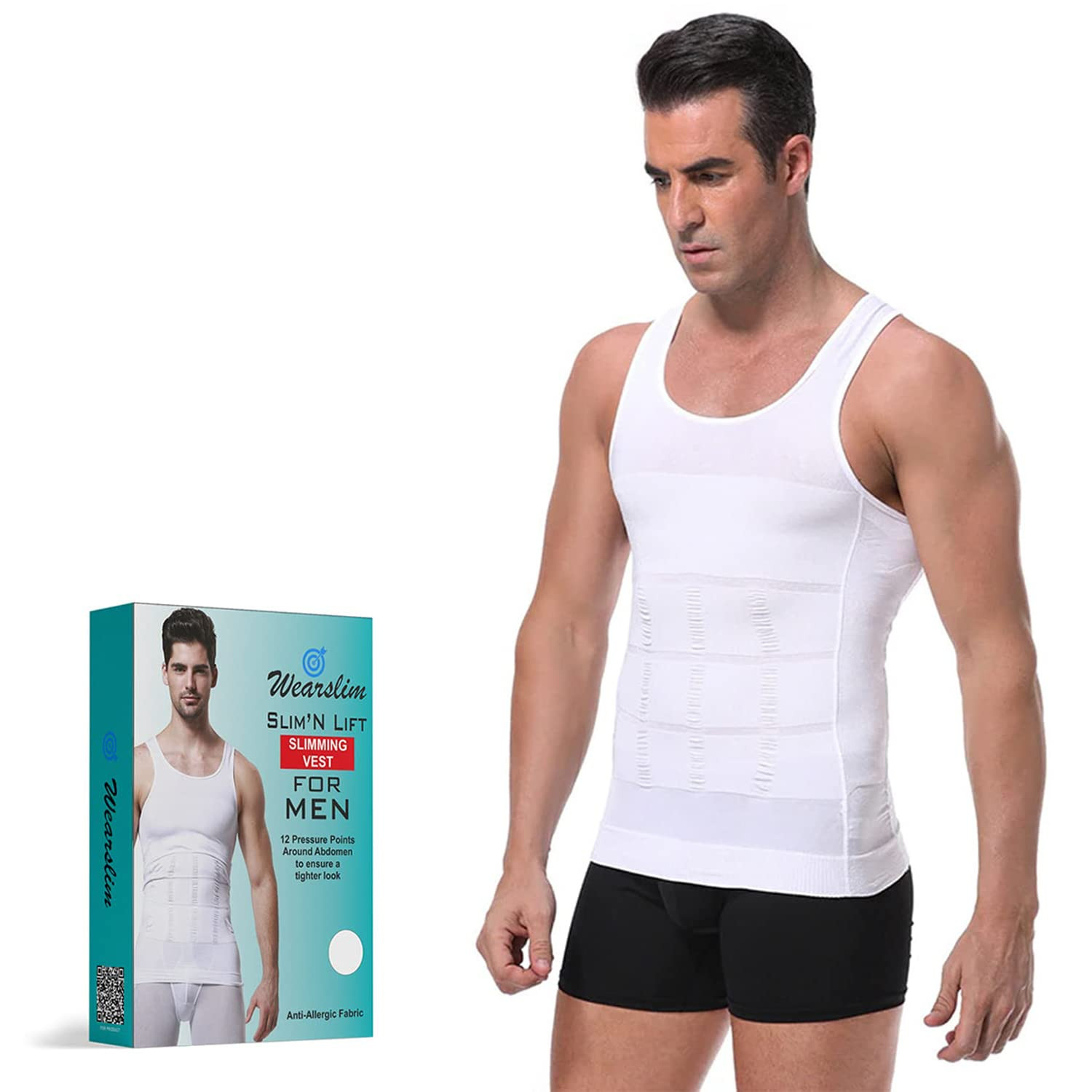 Wearslim® Men's Slimming Body Shaper Vest Shirt  Abs Abdomen Slim  Stretchable Tummy Tucker Vest 