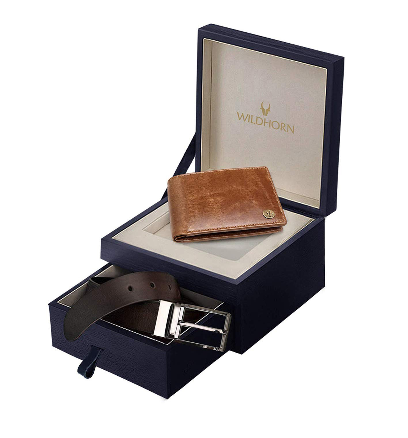 Buy WildHorn Leather Belt & Wallet Combo for Men Leather Gift Hamper for  Men (Set of 2) online