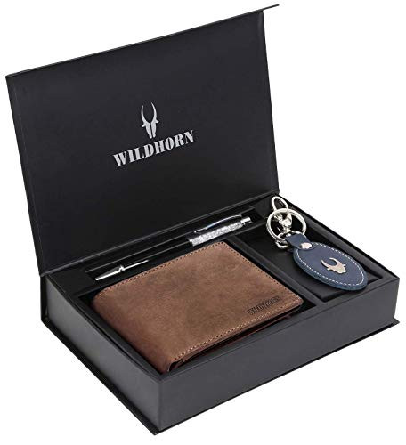 WildHorn Men Black Genuine Leather Wallet Gift Set Combo : Amazon.in:  Fashion