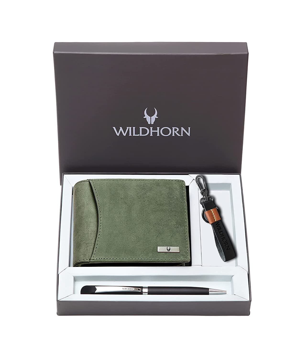 WILDHORN Men's RFID Protected Genuine Leather Wallet and Pen Combo (Maroon  CROCO55)