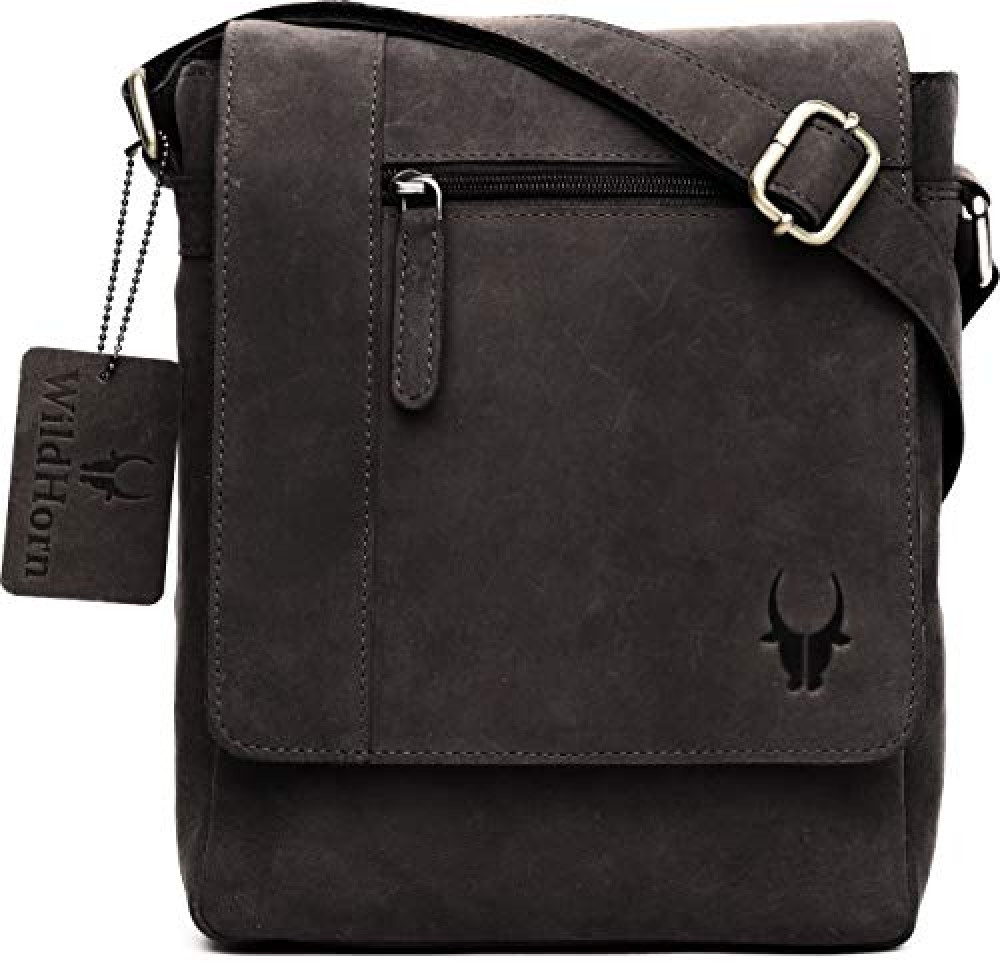 WILDHORN® Original Leather 9 inch Sling Bag for Men I Multipurpose  Crossbody Bag I Travel Bag with Adjustable Strap I DIMENSION: L- 8 inch H-  9 inch W- 3 inch - K