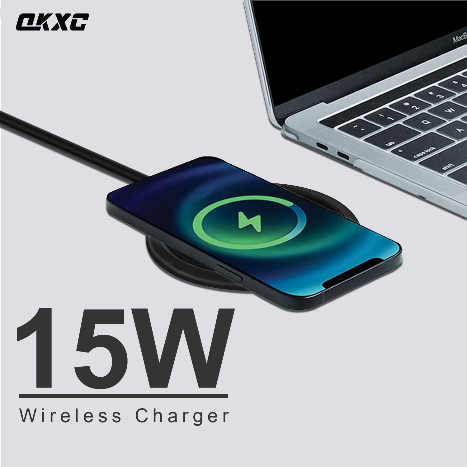 Wireless Charger Compatible for iPhone 1514131211X Samsung Galaxy S23S22S21S20 One- Plus 99 Pro - Fast Charging with USB-C to C Cable - Qi Certified Sleek Design Universal Compatibility