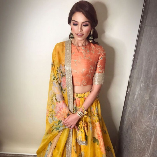 Buy Yellow Lehenga Choli for Women or Girls Floral Organza Silk Ready to  Wear Designer Wedding Party Wear Lengha Choli Online in India - Etsy