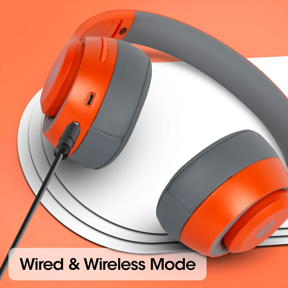ZEBRONICS Dynamic Wireless Headphone with 34 Hours Playback Orange