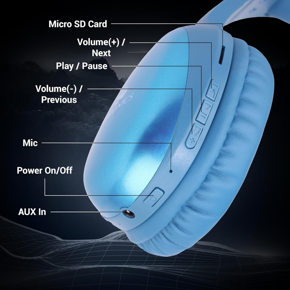ZEBRONICS Thunder PRO Wireless Headphone with Dual Pairing Blue