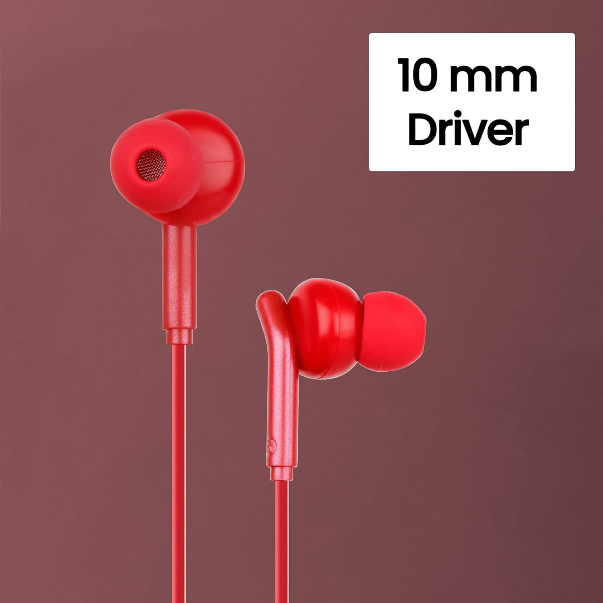 ZEBRONICS Zeb-Bro in Ear Wired Earphones with Mic 35mm Audio Jack 10mm Drivers PhoneTablet CompatibleRed