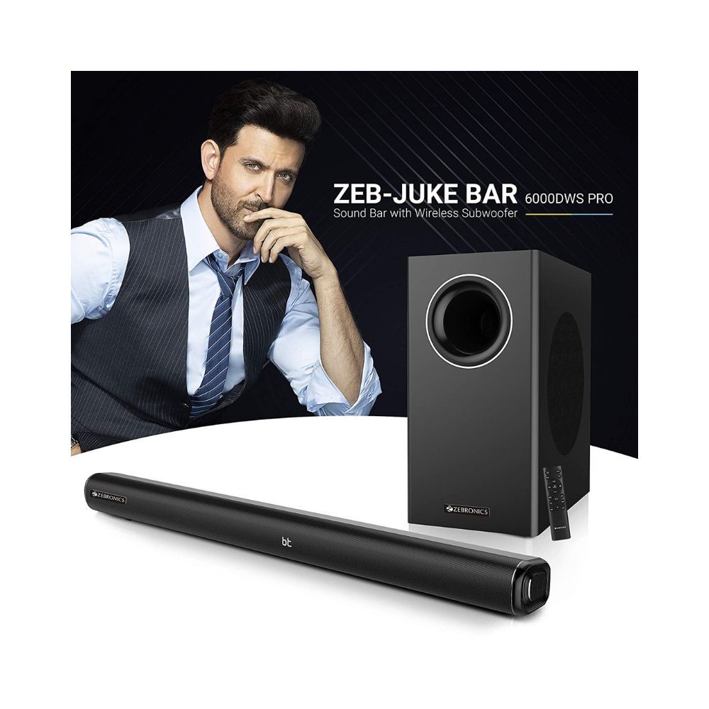 ZEBRONICS Zeb-Juke Bar 6000DWS-Pro 160 W Bluetooth Soundbar Black 21 Channel