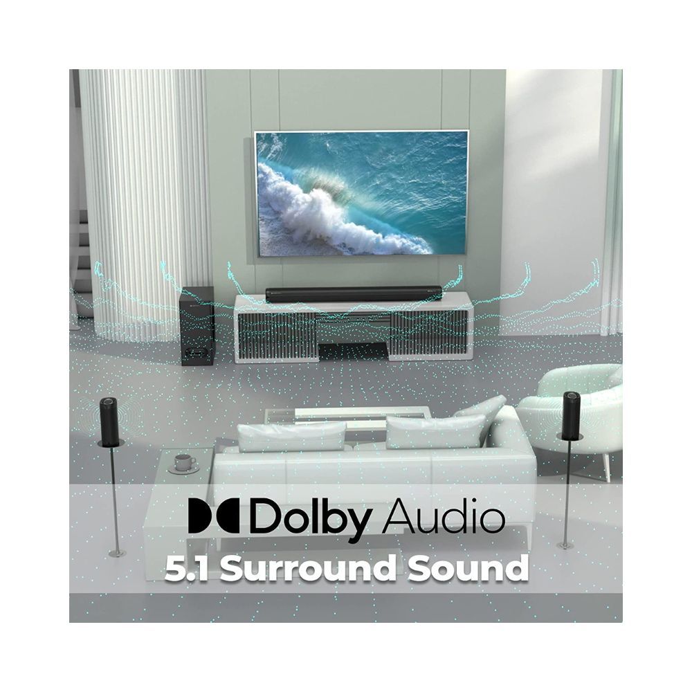 ZEBRONICS Zeb-Juke BAR 9500WS PRO Dolby 51 soundbar with Wireless Satellites Dolby Audio 525 Watts Output Power 165cm subwoofer HDMI ARC Optical BT v50 LED Display Wall Mount and AUXBlack