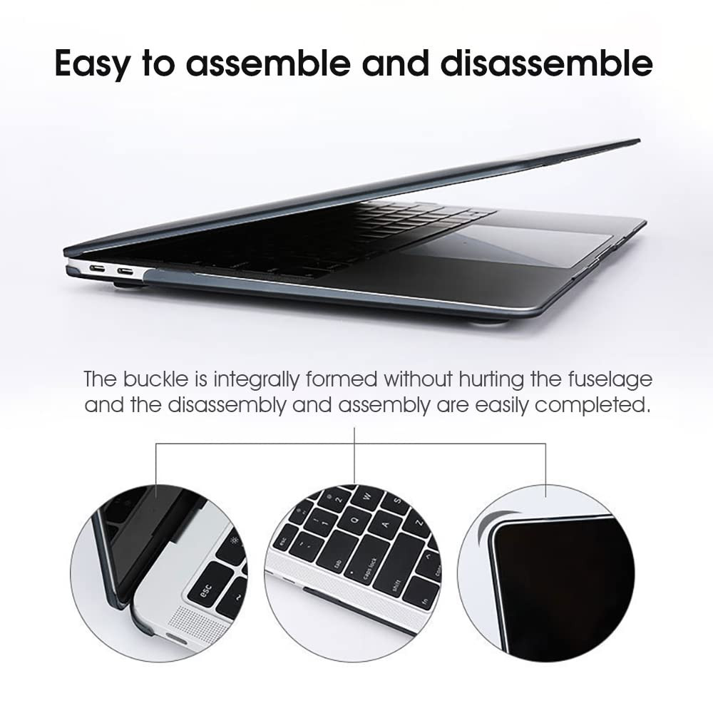 ZORBES 133 Inch Protective Cover Compatible with MacBook Air 2020 2019 2018 Released A2337 M1 A2179 A1932 Touch ID Clear Plastic Hard Shell Case Black