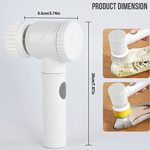 Zureni Electric Spin Scrubber Handheld Bathroom Cleaning Brush Rechargeable  5 in 1 Cleaning Tools with 3